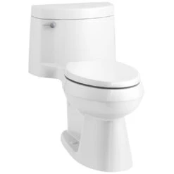 Kohler K-3619-0 Cimarron Comfort Height One-Piece Elongated 1.28 GPF Toilet With AquaPiston Flush Technology, Concealed Trapway, And Left-Hand Trip Lever - White