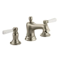 Kohler K-10577-4P-BV Bancroft Widespread Lavatory Faucet With White Ceramic Lever Handles Vibrant Brushed Bronze