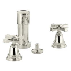 Kohler K-13142-3B-SN Pinstripe Bidet Faucet With Cross Handles - Polished Nickel