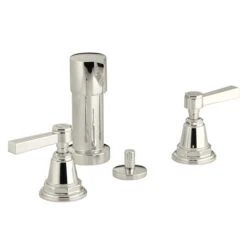 Kohler K-13142-4B-SN Pinstripe Bidet Faucet With Lever Handles - Polished Nickel