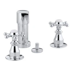 Kohler K-142-3-CP Antique Fixture-Mount Bidet Faucet W/Six Prong Handles - Polished Chrome