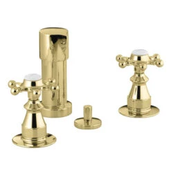 Kohler K-142-3-PB Antique Fixture-Mount Bidet Faucet W/Six Prong Handles - Polished Brass