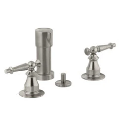 Kohler K-142-4-BN Antique Fixture-Mount Bidet Faucet W/Lever Handles - Brushed Nickel