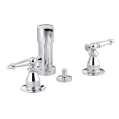 Kohler K-142-4-CP Antique Fixture-Mount Bidet Faucet W/Lever Handles - Polished Chrome