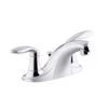 Kohler K-15241-4DRA-CP Coralais Two Handle Centerset Lavatory Sink Faucet With Plastic Pop-up Drain And Lift Rod - Chrome