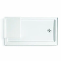 Kohler K-1976-0 Tresham 60" X 32" Single Threshold Right Hand Drain Shower Base With Integral Left Hand Seat - White