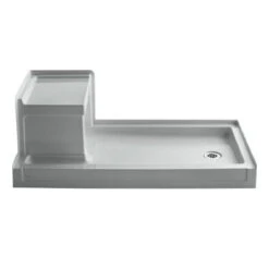 Kohler K-1976-95 Tresham 60" X 32" Single Threshold Right Hand Drain Shower Base With Integral Left Hand Seat - Ice Grey