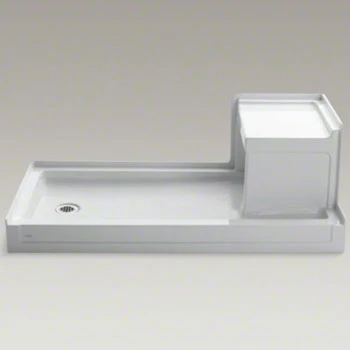 Kohler K-1977-0 Tresham 60" X 32" Single Threshold Left Hand Drain Shower Base With Integral Right Hand Seat - White 1 Kohler K-1977-0 Tresham 60" X 32" Single Threshold Left Hand Drain Shower Base With Integral Right Hand Seat - White