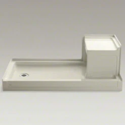 Kohler K-1977-47 Tresham 60" X 32" Single Threshold Left Hand Drain Shower Base With Integral Right Hand Seat - Almond
