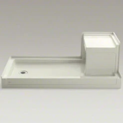 Kohler K-1977-96 Tresham 60" X 32" Single Threshold Left Hand Drain Shower Base With Integral Right Hand Seat - Biscuit