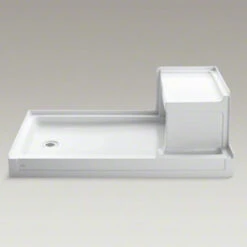 Kohler K-1979-0 Tresham 60" X 36" Single Threshold Left Hand Drain Shower Base With Integral Right Hand Seat - White