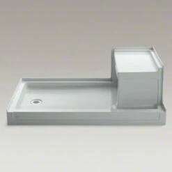 Kohler K-1979-95 Tresham 60" X 36" Single Threshold Left Hand Drain Shower Base With Integral Right Hand Seat - Ice Grey