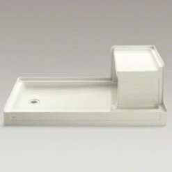 Kohler K-1979-96 Tresham 60" X 36" Single Threshold Left Hand Drain Shower Base With Integral Right Hand Seat - Biscuit