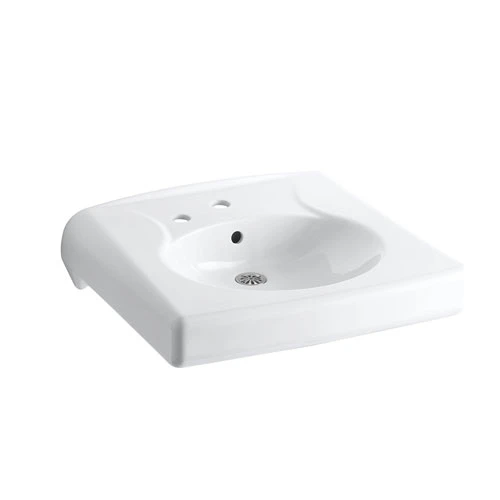 Kohler K-1997-1L-0 Brenham Wall-Mount Commercial Lavatory Sink With Single Faucet Hole And Left Hand Soap Dispenser Hole - White