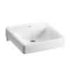 Kohler K-2084-N-0 Soho 20 In X 18 In Wallmount/Concealed Arm Carrier Bathroom Sink With Single Faucet Hole - White