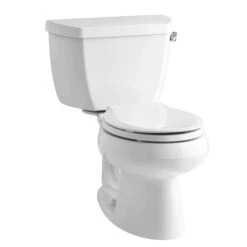 Kohler K-3577-RA-0 Wellworth Two Piece Round Front 1.28 Gpf Toilet With Class Five Flush Technology And Right Hand Trip Lever - White