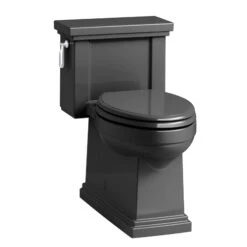 Kohler K-3981-7 Tresham Comfort Height Skirted One-Piece Compact Elongated 1.28 Gpf Toilet With Left Hand Trip Lever - Black Black