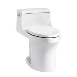 Kohler K-5172-0 San Souci Comfort Height One Piece Compact Elongated 1.28 Gpf Toilet With AquaPiston Flushing Technology And Left Hand Trip Lever - White