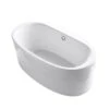 Kohler K-6368-0 Sunstruck 66" X 36" Oval Freestanding Bath With Straight Shroud And Center Drain - White