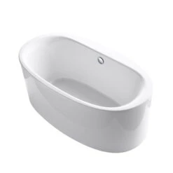 Kohler K-6368-0 Sunstruck 66" X 36" Oval Freestanding Bath With Straight Shroud And Center Drain - White