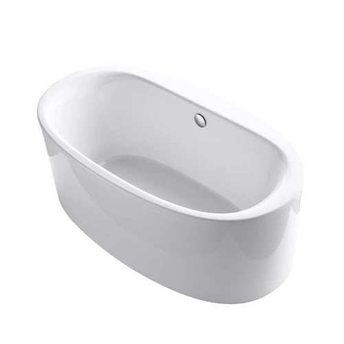 Kohler K-6368-0 Sunstruck 66" X 36" Oval Freestanding Bath With Straight Shroud And Center Drain - White 1 Kohler K-6368-0 Sunstruck 66" X 36" Oval Freestanding Bath With Straight Shroud And Center Drain - White