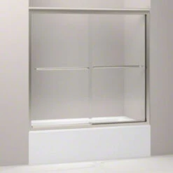 Kohler K-702202-L-MX Fluence 57" X 55-3/4" Frameless Sliding Bath Door With Crystal Clear Glass - Matte Nickel