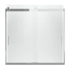 Kohler K-706002-L-SH Levity 59-3/4" H X 56-5/8 - 59-5/8" W Sliding Bath Door With 1/4" Thick Crystal Clear Glass And Blade Handles - Bright Silver