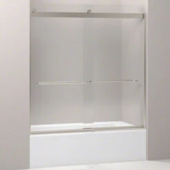 Kohler K-706004-L-MX Levity 62" H X 56-5/8" - 59-5/8" W Sliding Bath Door With 1/4" Thick Crystal Clear Glass And Towel Bars - Matte Nickel