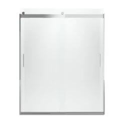 Kohler K-706009-D3-SH Levity 74" H X 56-5/8 - 59-5/8" W Sliding Shower Door With 1/4" Thick Frosted Glass And Blade Handles - Bright Silver