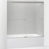 Kohler K-707002-L-BNK Revel Sliding Bath Door, 62 In H X 56-5/8 - 59-5/8 In W, With 5/16 In Thick Crystal Clear Glass - Brushed Nickel
