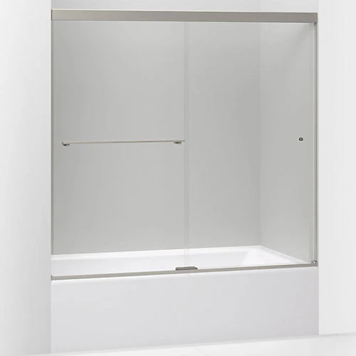 Kohler K-707002-L-BNK Revel Sliding Bath Door, 62 In H X 56-5/8 - 59-5/8 In W, With 5/16 In Thick Crystal Clear Glass - Brushed Nickel 1 Kohler K-707002-L-BNK Revel Sliding Bath Door, 62 In H X 56-5/8 - 59-5/8 In W, With 5/16 In Thick Crystal Clear Glass - Brushed Nickel