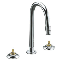 Kohler K-7303-KE-CP Triton Widespread Lavatory Faucet With Gooseneck Spout With Vandal Resistant Aerator, Requires Handles - Chrome