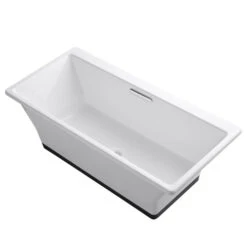 Kohler K-819-F63-0 Reve 67" X 32" Freestanding Bath With Brilliant Float Installation And Brilliant Ash Base Without Jet Trim - White