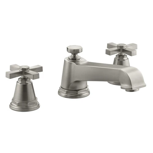 Kohler K-T13140-3A-BN Pinstripe Pure Design Deck-Mount Bath Faucet Trim W/Cross Handles - Brushed Nickel 1 Kohler K-T13140-3A-BN Pinstripe Pure Design Deck-Mount Bath Faucet Trim W/Cross Handles - Brushed Nickel