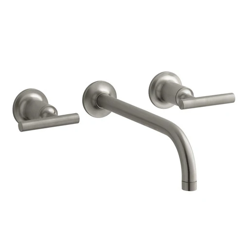 Kohler K-T14414-4-BN Purist Two Handle Wall Mount Bathroom Faucet - Brushed Nickel 1 Kohler K-T14414-4-BN Purist Two Handle Wall Mount Bathroom Faucet - Brushed Nickel
