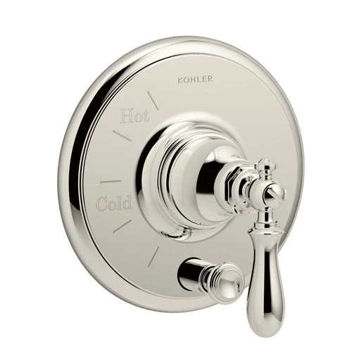 Kohler K-T72768-9M-SN Artifacts Rite-Temp Pressure Balancing Valve Trim With Push Button Diverter And Swing Lever Handle - Polished Nickel 1 Kohler K-T72768-9M-SN Artifacts Rite-Temp Pressure Balancing Valve Trim With Push Button Diverter And Swing Lever Handle - Polished Nickel