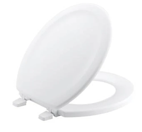Kohler K-4816 Stonewood Round Front Wood Toilet Seat With Quick Release Hinges - White 1 Kohler K-4816 Stonewood Round Front Wood Toilet Seat With Quick Release Hinges - White