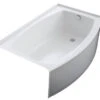 Kohler K-1100-RA-96 Expanse Curved Integral Apron Bath With Right-Hand Drain - Biscuit (Pictured In Chrome)