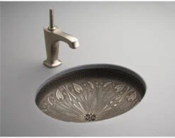Kohler K-14297-MP1 Lilies Lore Single Basin Cast Bronze Undercounter Lavatory Sink - Medium Patina