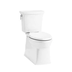 Kohler K-3814-0 Corbelle Comfort Height Two-piece Elongated 1.28 Gpf Toilet With Skirted Trapway And Revolution 360 Swirl Flushing Technology And Left Hand Trip Lever - White