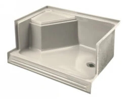 Kohler K-9488-47 Memoirs Shower Receptor With Integral Seat At Left And Drain At Right - Almond
