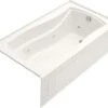 Kohler K-1224-HR-0 Mariposa 5.5' Whirlpool With In-Line Heater, Right Hand Drain,and Integral Apron - White