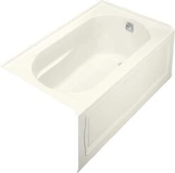Kohler K-1357-GRA-96 Devonshire BubbleMassage Bath With Integral Apron And Right Hand Drain - Biscuit