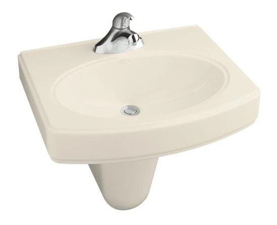 Kohler K-2035-1-47 Pinoir 22" Wall Mounted Lavatory Sink With Single Faucet Hole - Almond