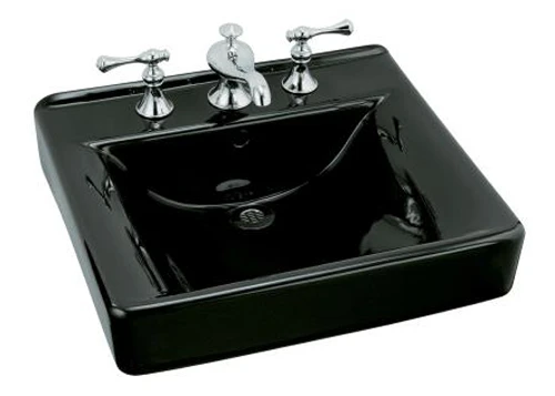 Kohler K-2053-96 Soho 20" Wall Mounted Lavatory Sink With 8" Centers - Biscuit (Pictured In Black) 1 Kohler K-2053-96 Soho 20" Wall Mounted Lavatory Sink With 8" Centers - Biscuit (Pictured In Black)