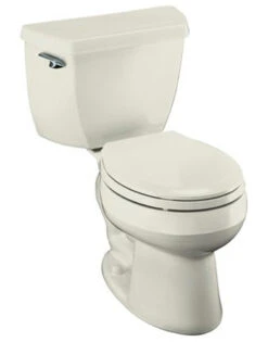 Kohler K-3577-96 1.28 Gpf Round-Front Toilet With Class Five Flushing Technology And Left-Hand Trip Lever From The Wellworth Series - Biscuit