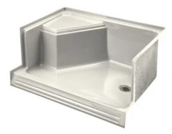 Kohler K-9488-96 Memoirs Shower Receptor With Integral Seat At Left And Drain At Right - Biscuit