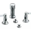 Kohler K-10586-4P-CP Bancroft Bidet Faucet With White Ceramic Lever Handles Polished Chrome