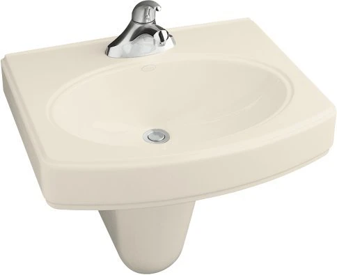 Kohler K-2035-4-47 Pinoir Wall-Mount Lavatory With 4'' Centers - Almond