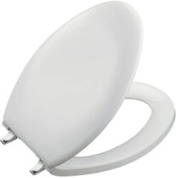 Kohler K-4685-BN-0 Bancroft Toilet Seat With Brushed Nickel Hinges - White